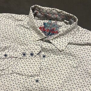 Robert Graham Men's Medium Long Sleeve Button Up Shirt White‎ Floral Geometric
